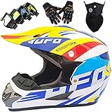 ▶ 1. Casco de motocicleta todoterreno profesional: el casco de motocicleta combina protección DOT certificada y un buen sistema de ventilación. Incluso en verano, no sentirán demasiado calor porque la mejor circulación de aire hace que la experiencia de conducción sea agradable, la visión es clara y la cabeza se mantiene fresca.