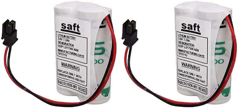 2Pcs 1S2 PLS17500 ABB Battery 3HAC051036-001 3.6V 7.2Ah Battery for ABB IRB120 SMB
