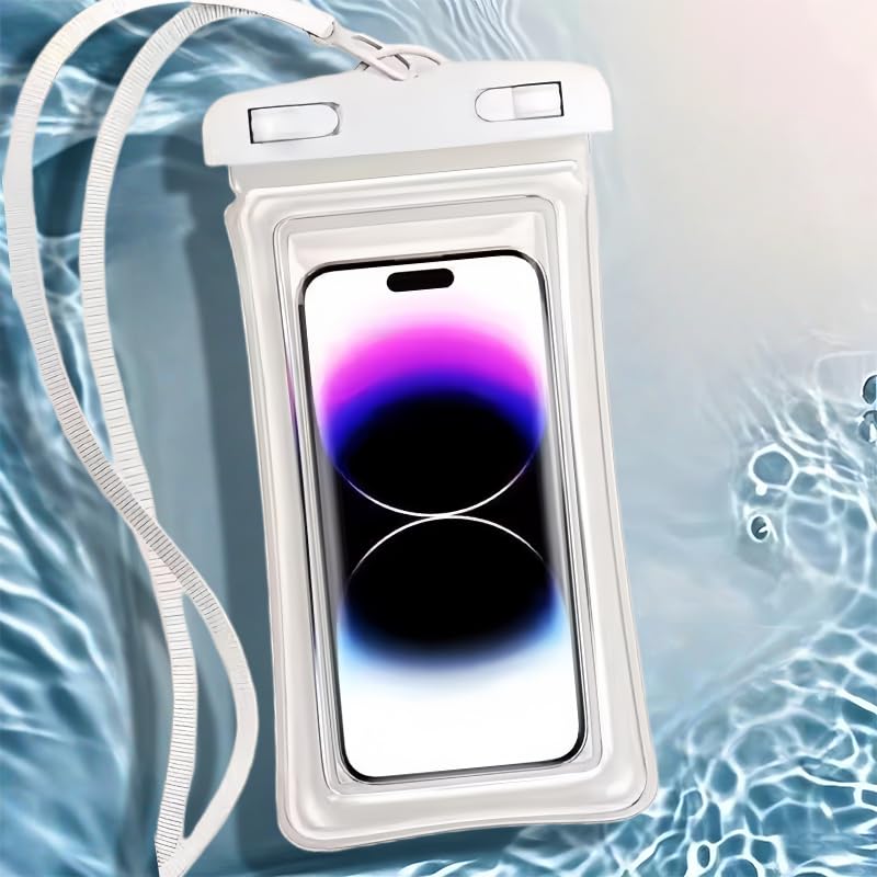 IPX8 Waterproof Phone case, Floating Waterproof Phone Pouch with Adjustable Lanyard & Airbag Heavy-Duty Protection, 7.2" Clear Cellphone Dry Bags for