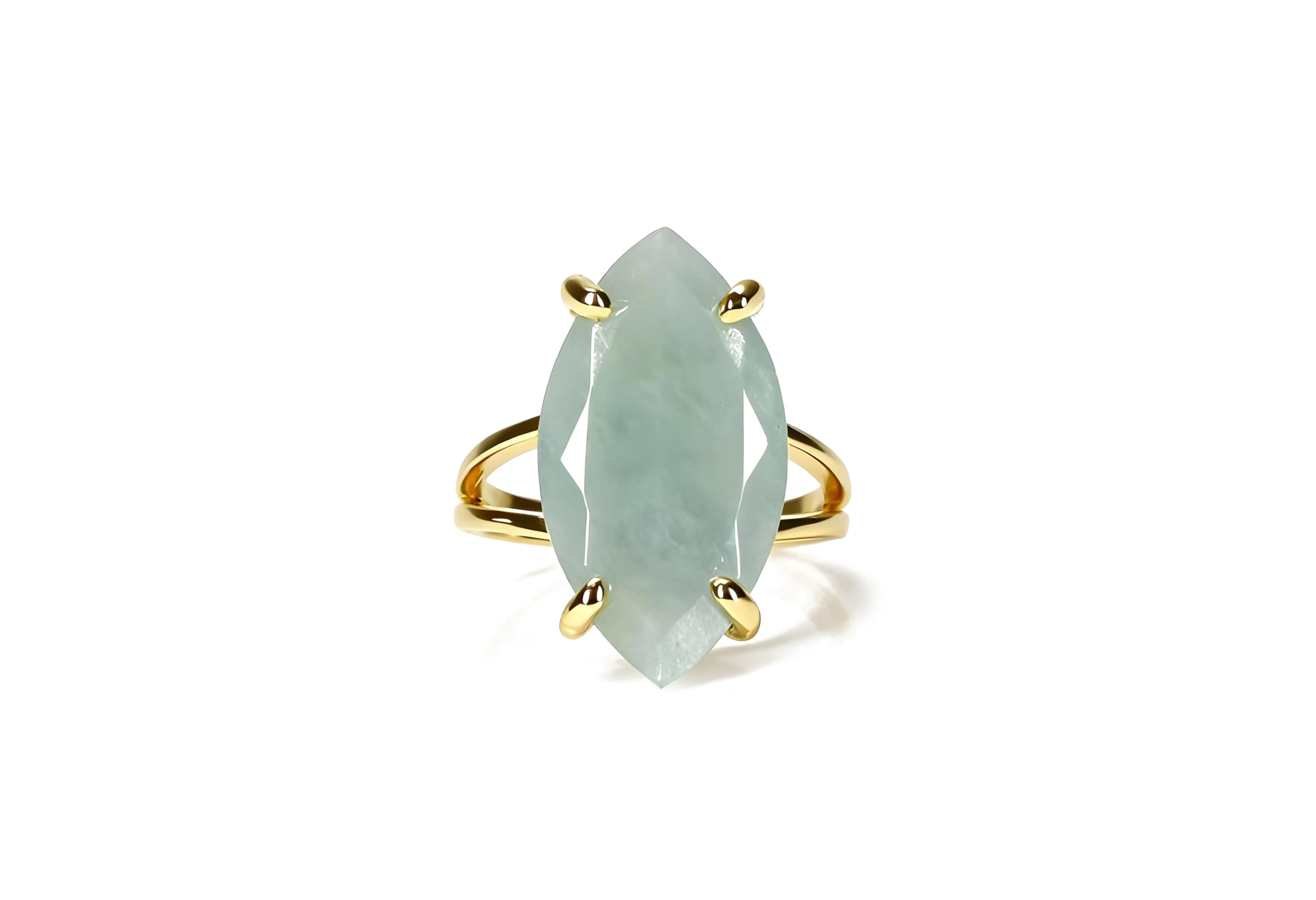 Anillos de Oro de 14k para Mujeres - Anillo de Aguamarina en Oro Amarillo de 14k - Anillo de Moda para el Día a Día de la Piedra de Nacimiento de Marzo - Caja de Regalo Incluida