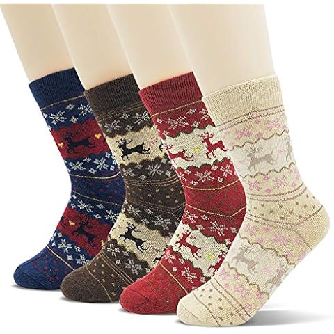 Jinny's Shoppe Cute Cotton Crew Funny Fuzzy Aesthetic Design Soft Novelty Knit Colorful Comfortable Warm Heart Ankle Socks for Women Teens Girls (Reindeer Pattern) Cover