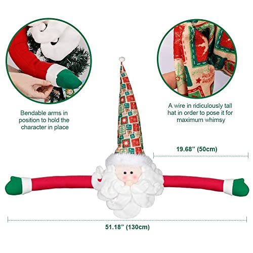 D-Fantix 27.5 Inch Gnome Christmas Tree Topper + Santa Tree Topper, Large Christmas Tree Topper Santa Hugger Xmas Christmas Tree Decorations Party Home Decor #TOP6