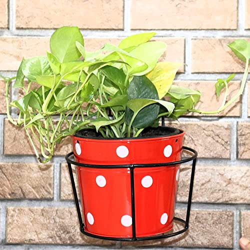 N.A SUPPLIER Hanging Flower Pot Holder Railing Potted Plant Stand for Home Balcony Décor, Black (1)
