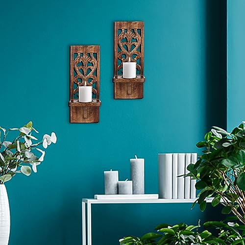 Burntwoodwallsconcessetof2wallmountedpillarcandleholdersforchristmasdecorationrusticwoodenscones16inchwalldecorforlivingroombedroom  Urban Country Home Decor Burnt wood wall sconces set of 2 wall mounted pillar candle holders for christmas decoration rustic wooden scones 16 inch wall decor for living room bedroom  urban country home decor