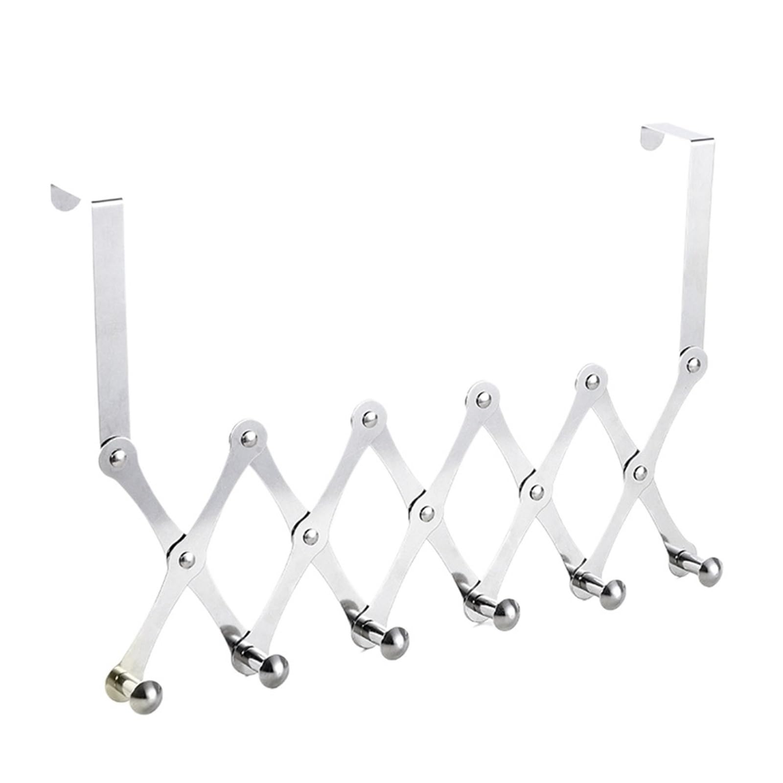 Gancho De Puerta Telescópico De Acero Inoxidable, Sin Perforaciones, Puerta De Armario, Sin Rastro, Colgador De Ropa, Ganchos Traseros For Puerta De Baño (Color : Silver 6 Hooks)