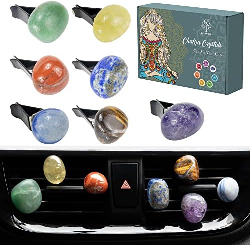 DECOPIRE Car Decoration Cute Crystal Car Air Fresheners for Women Girls Car Accessories Lovely Air Vent Clip for Women's Car Interior Crystal Healing Stone Gifts (Gift Set A)