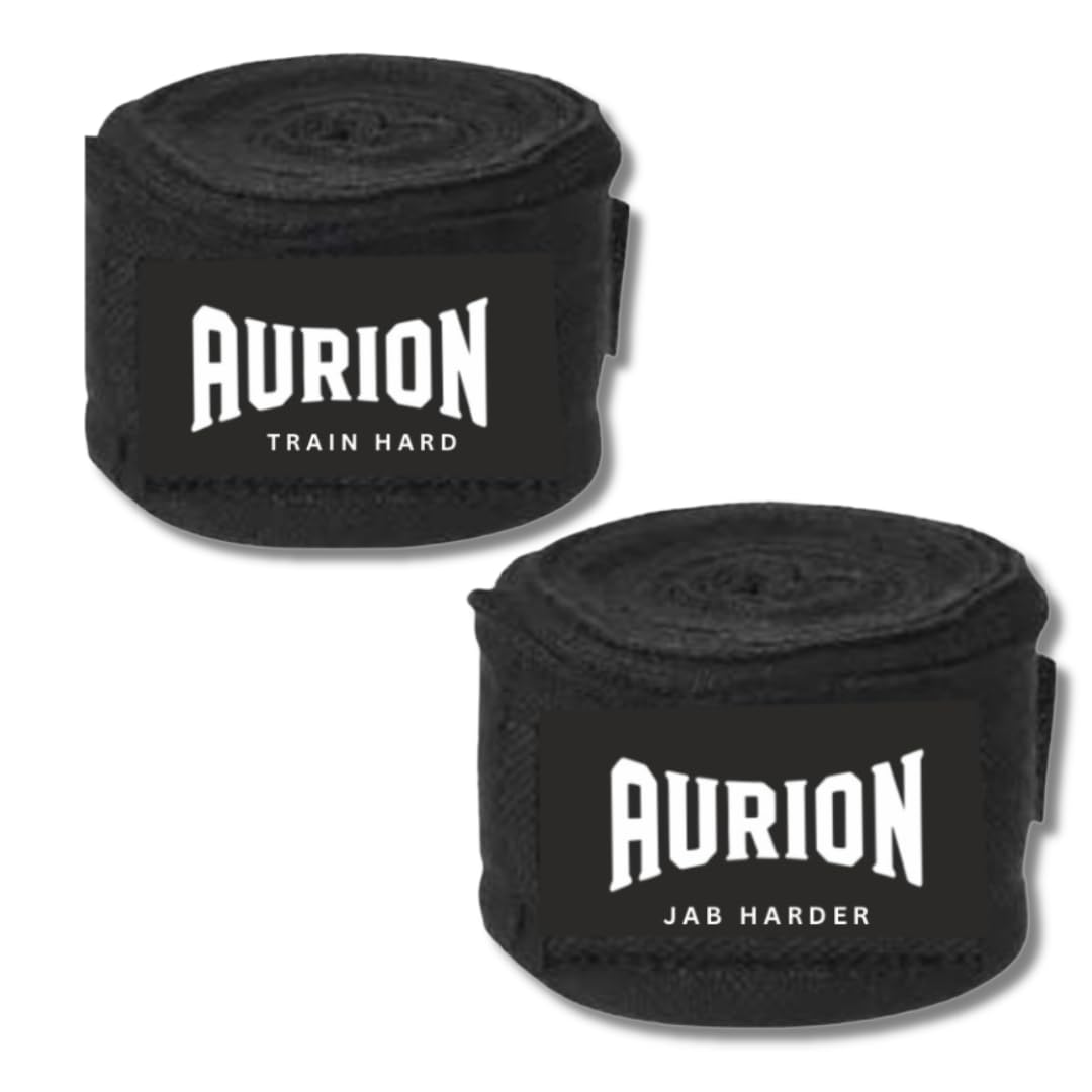 Aurion 180-Inch Hand Wraps – Black Polyester Boxing Wraps for Wrist & Knuckle Support | Elastic, Breathable & Durable Training Wraps for Boxing, MMA (Pair)-image-25