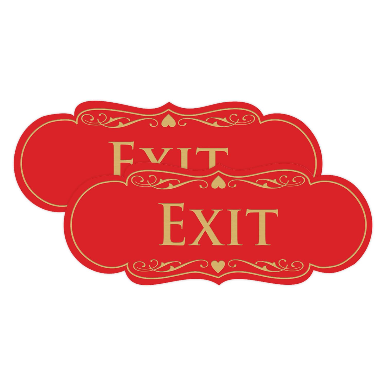 Designer EXIT Sign - Red/Gold - Medium (2 Pack)