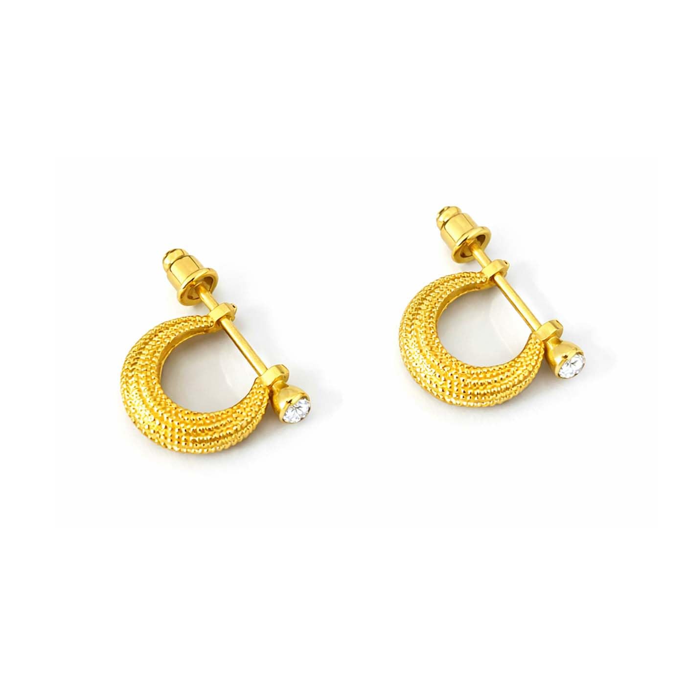 pundriksh (1 Pair) Unisex Fancy & Stylish Trending Golden Cubic Zirconia Kundal Bali/hoop Round Shaped Dotted Design Clip on Metal Barbell Press Screw Ear Piercing Earrings for Men & Women-picture-54