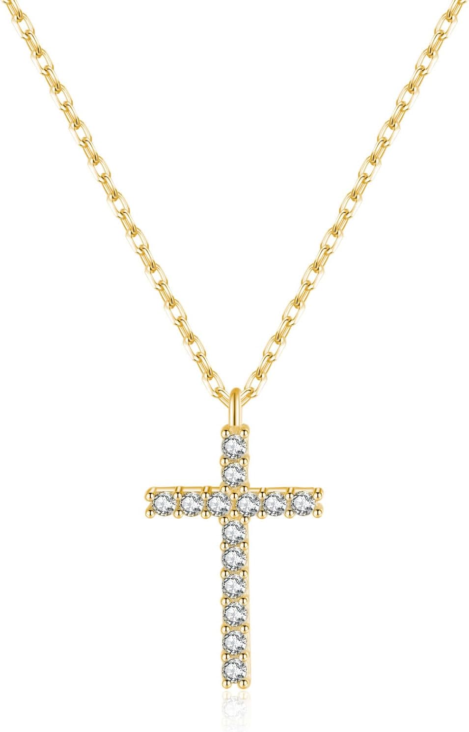 SLUYNZ Solid 925 Sterling Silver CZ Cross Choker Necklace for Women Teens Cross Pendant Necklace