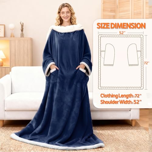 Image of Wearable Heated Blanket With Sleeves & Foot Pocket, Heated Throw Blankets Fast Heating Blanket With 10 Heat Settings Auto Shut Off Over-Heat Protection-Warm Gift, Machine Washable, 52 inch*72 inch+18 inch