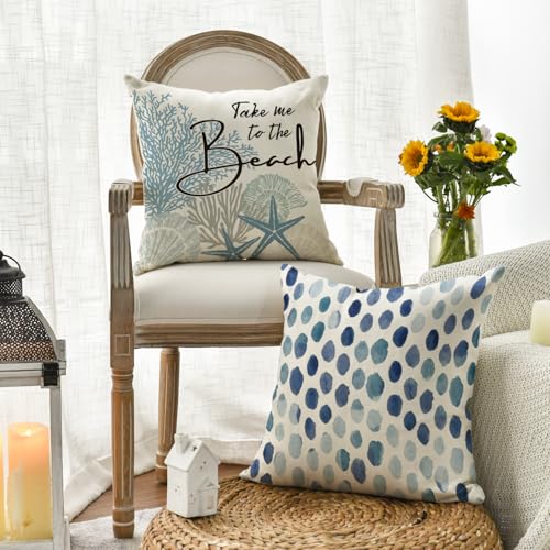 Housse de coussin bleu océan 40x40 cm pour salon d'été