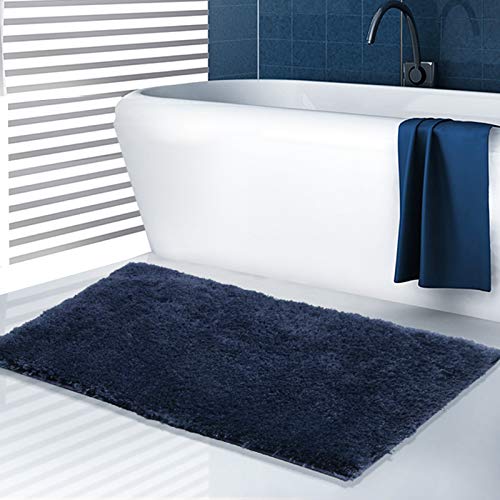 SHACOS Alfombra de Baño Azul Alfombra de Ducha Extra Absorbente Antideslizante Alfombra Suave para baño, Alfombrillas de baño Lavable Antideslizante 50x80cm