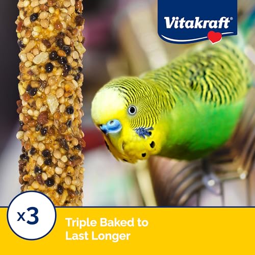 Image of Vitakraft Crunch Sticks Parakeet Treat - Pet Bird Treat Toy - Long-Lasting Chewing Fun (Sesame & Banana) (Pack of 2)