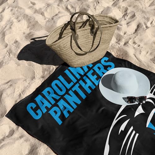 Image of Northwest NFL Carolina Panthers Microfiber Beach Towel, 30 x 60 Inches - Quick Dry, Sand Resistant, Lightweight, Highly Absorbent, Incisor Design
