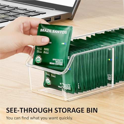 FUCDTEFC Transparent Tea Bag Organizer - Dual Compartment Holder for Tea, Sugar, and Coffee Storage in Kitchen or Fridge - Image 2