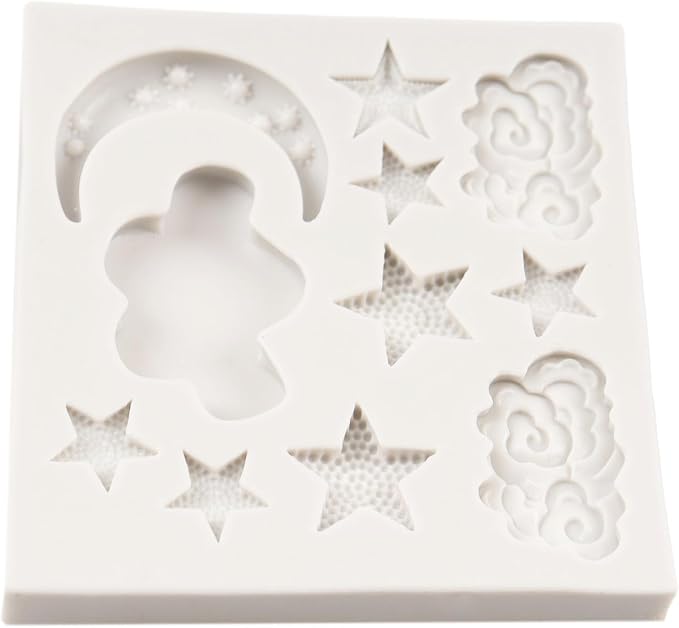 Molde de silicona formas estrella luna y nube para fondant miniatura 7