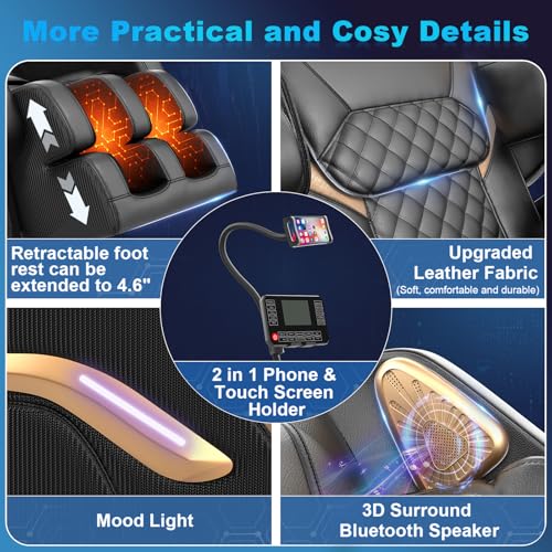 NAGLIFOR Massagesessel, Ganzkörper-Massagestuhl mit 14 Rollen, 8 Airbags Massage, Heizfunktion, Fußmassage, Bluetooth-Lautsprecher, Touch-Fernbedienung – Bild 6