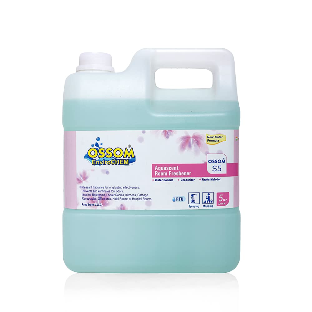 OSSOM S5 Blue – Aquascent Room Fresheners Lavenders Blend - 5 Liters Pack | Paraben free Room Spray for Housekeeping | Water Based Deodorizer Air Freshener for Toilets of large buildings Hotel Banquet