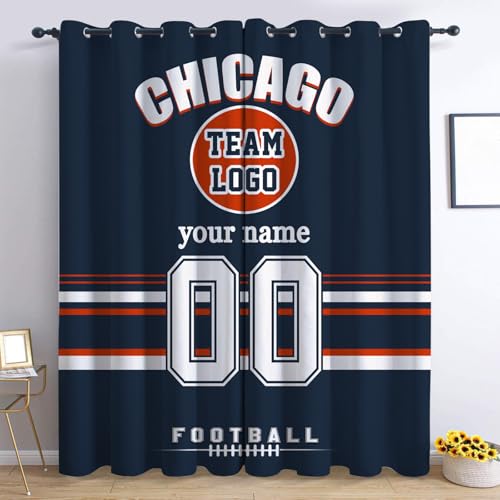 Midkepf Custom Chicago Curtains for Bedroom, Personalized Blackout Curtains with Logo Name Number, Custom Drapes for Windows Living Room 2 Panels