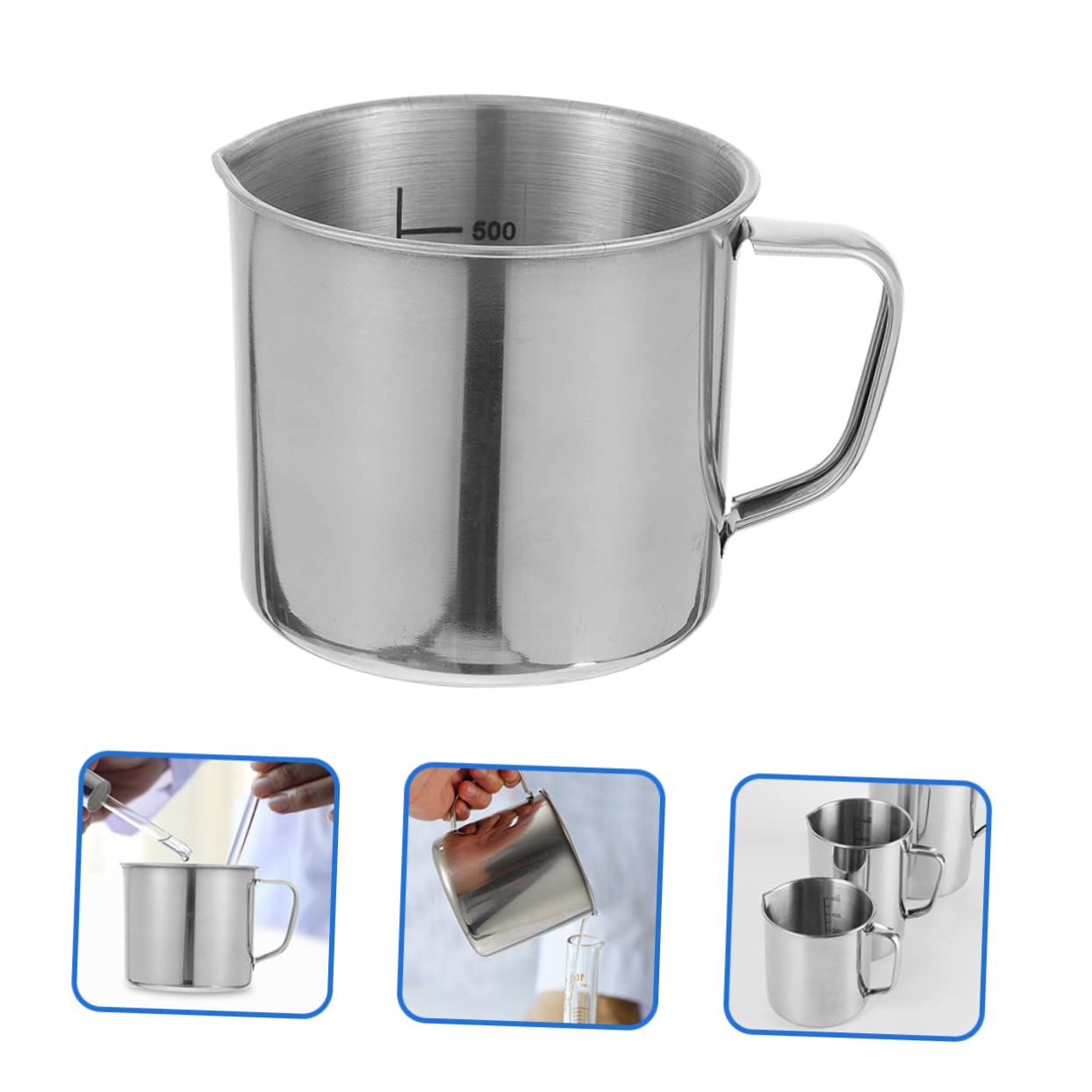 ABOOFAN Set Di 3 Vetrerie Per Chimica Misurino in Acciaio Inossidabile Da 500 Ml Bilancia