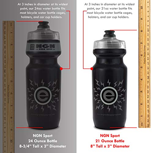 NGN Sport - High Performance Bicycle | Bike Water Bottle for Triathlon, MTB, and Road Cycling - 21 oz (2-Pack) (Clear/Red (2-Pack)) - Thumbnail 4
