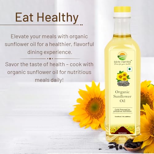 Image of SoNi Farms 100% Natural and ORGANIC Combo of MUSTARD OIL (1 Litre) + SUNFLOWER OIL (1 Litre) - Total 2 Litre | Cold Pressed, UnRefined, Chemical Free | (Sunflower+Mustard(combo))