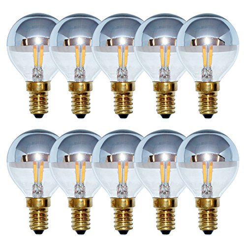 10 x LED Filament Tropfen 4W = 40W E14 Kopfspiegel Silber Glühfaden warmweiß 2200K Kugel