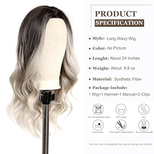 Esmee Long Wavy Ombre Brown to Blonde Wigs for Women Synthetic Hair Heat Resistant Ombre Wig for Daily Party Cosplay Use-24Inches - Image 3