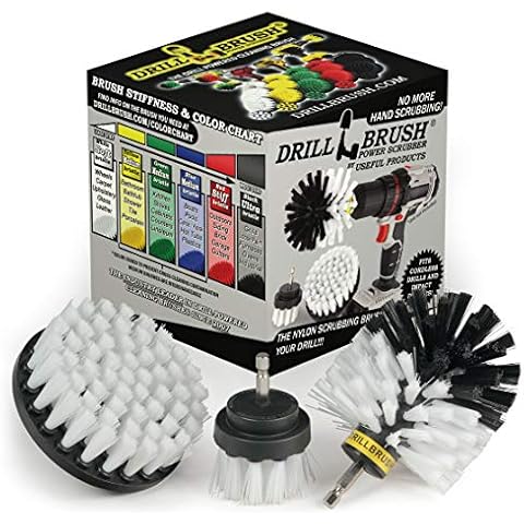 Drillbrush 3 Piece Drill Brush Cleaning Tool Attachment Kit for Scrubbing/Cleaning Tile, Grout, Shower, Bathtub, and All Other General Purpose Scrubbing (Automotive Soft-White) Cover