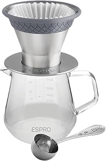 ESPRO BLOOM Pour Over Coffee Brewing Kit - Dual Filter Mode Makes Coffee in 2 Minutes, with Premium Borosilicate Glass Car...