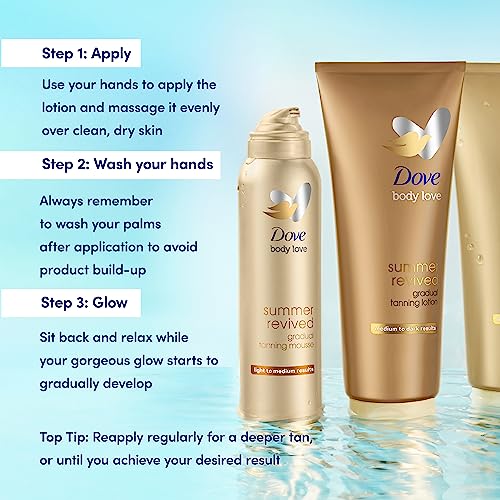 Dove Summer Revived Medium to Dark Gradual Tanning Lotion for a gradual tan and natural, radiant glow non‑greasy self-tan for all skin types 200 ml - Image 4