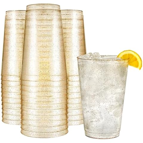R-kay 14 oz Gold Glitter Plastic Cups Cover