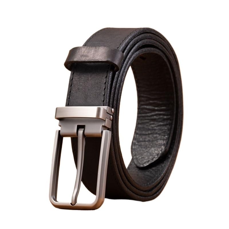 Vintage Mens Leather Belt Versatile Casual Needle Button