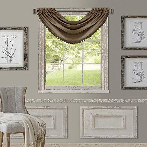 Elrene 26865854268 Home Fashions All Seasons Room-Darkening Waterfall Window Valance, Accessory For Bedroom Or Living Room Windows With Rod Pocket Tabs, 52 Inch X 36", Antique Gold thumb #1