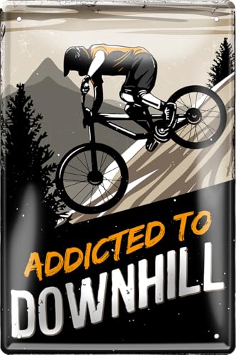 schilderkreis24 - Blechschild Fahrrad 20×30 cm – lustige & motivierende Bike-Sprüche – Motive: (Addicted to Downhill)