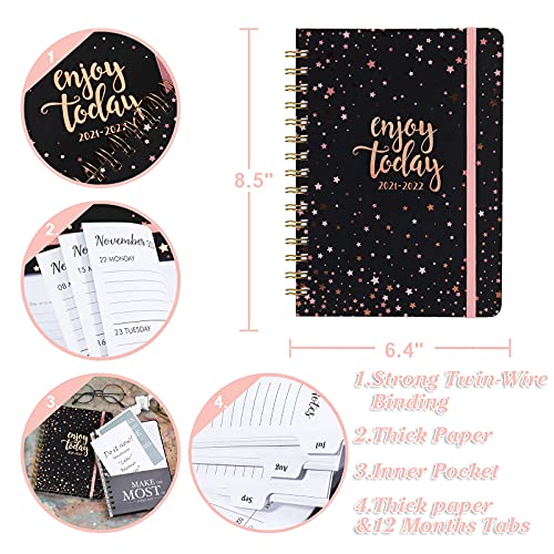 Dagboek 2021-2022-A5 weekplanner van juli 2021 tot juni 2022 met hardcover, pennenlus, rugtas, 21,5 x 15,5 x 1,5 cm - Image 6