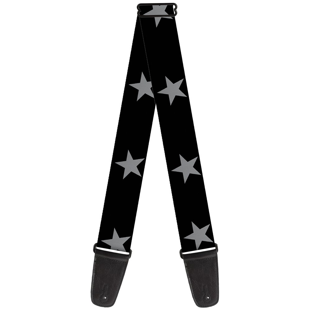 Buckle-Down Guitar Strap Star Black Silver 2 Inches Wide