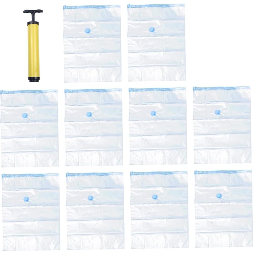 Hndhbfgrt Vacuum Compress Storage Bags 60x80cm for Home- Space-Saving Saver Organizer for Clothes, Bedding Includes 10pcs Compression Bags