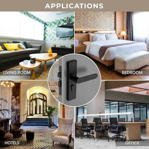 Image of LAPO Mortise Lock Set Assembly for Front Door, 45x45mm Lock Body, Black Finish, Supports 30-50mm Door Range, 60mm Cylinder, 3 Brass Keys, Left-Right Fitment, 3 Year Warranty, Cy-180