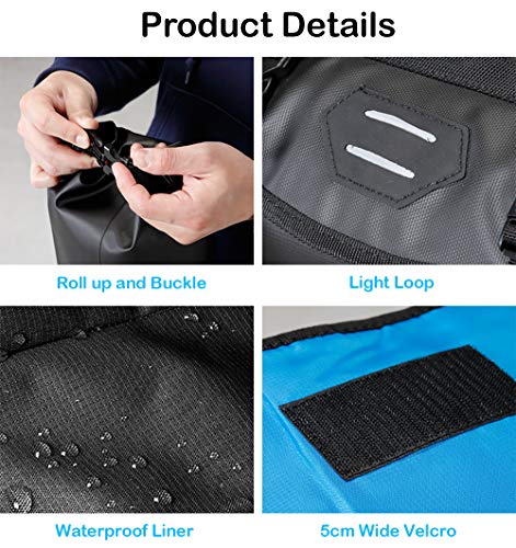 Roswheel Attack Series 111369 Waterproof Adjustable Capacity Bike Bicycle Cycling Handlebar Bag With Detachable Dry Pack, Black #TOP4