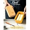 YHOJOY Ceramic Butter Dish With Lid - Large Countertop Butter Keeper For East Or West Coast Sticks, Cherry Design, 8.25x4.5 Inches