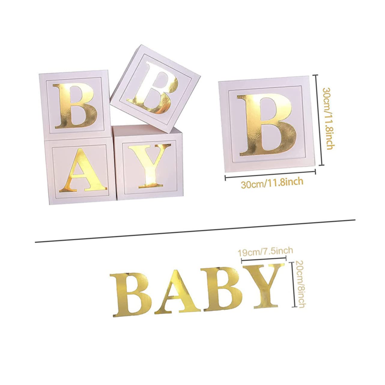 KOMBIUDA Babyboxen mit Luftballonketten aus Papier zur Babyparty Dekoration für Jungen Babybausteine für Shower und Geburtstag