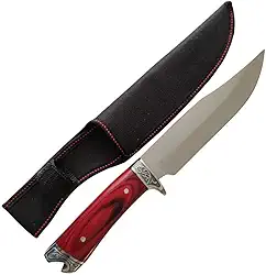 Faca para Churrasco com Lâmina Inox 31cm, Cabo Vermelho Ergonômico, Abridor de Garrafa e Bainha