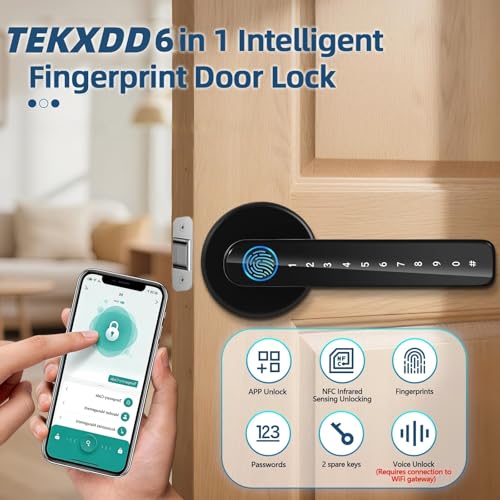 Smart Door Lock 6 in 1 for Wood Door, Home Bedroom Hotel Office Apartment - Image 2