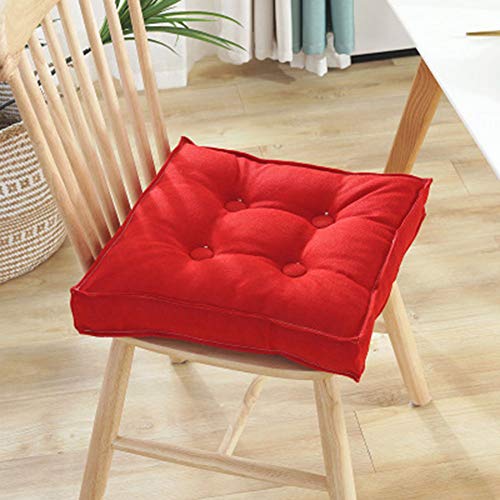 GGoty Home Office Stuhlkissen, quadratisch, dick, Esszimmerstuhlkissen, für drinnen und draußen, warmes Sofakissen, abnehmbar, waschbar, für Herbst und Winter (rot, 45 x 45 x 10 cm) Cover