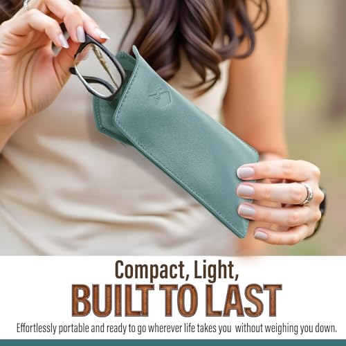 Image of ALLEN & MATE 100% Leather Slim Glasses Case for Reading and Computer Glasses for Men & Women