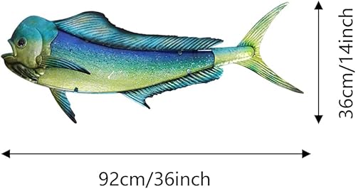 Miniatura 2 de LIFFY Arte de pared de metal Mahi para interiores y exteriores, decoración de pared de peces para colgar en la pared, adornos decorativos de cristal