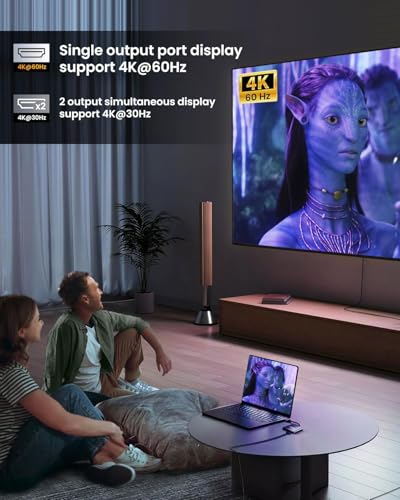 Type C to Dual HDMI Adapter 4K@60hz, Type C to HDMI Splitter for 2 Monitors, (Thunderbolt 3/4) USB C to Dual HDMI Hub Extend Display for MacBook Air/Pro, Dell XPS, Surface, Chromebook 2 51pD0zKPWiL