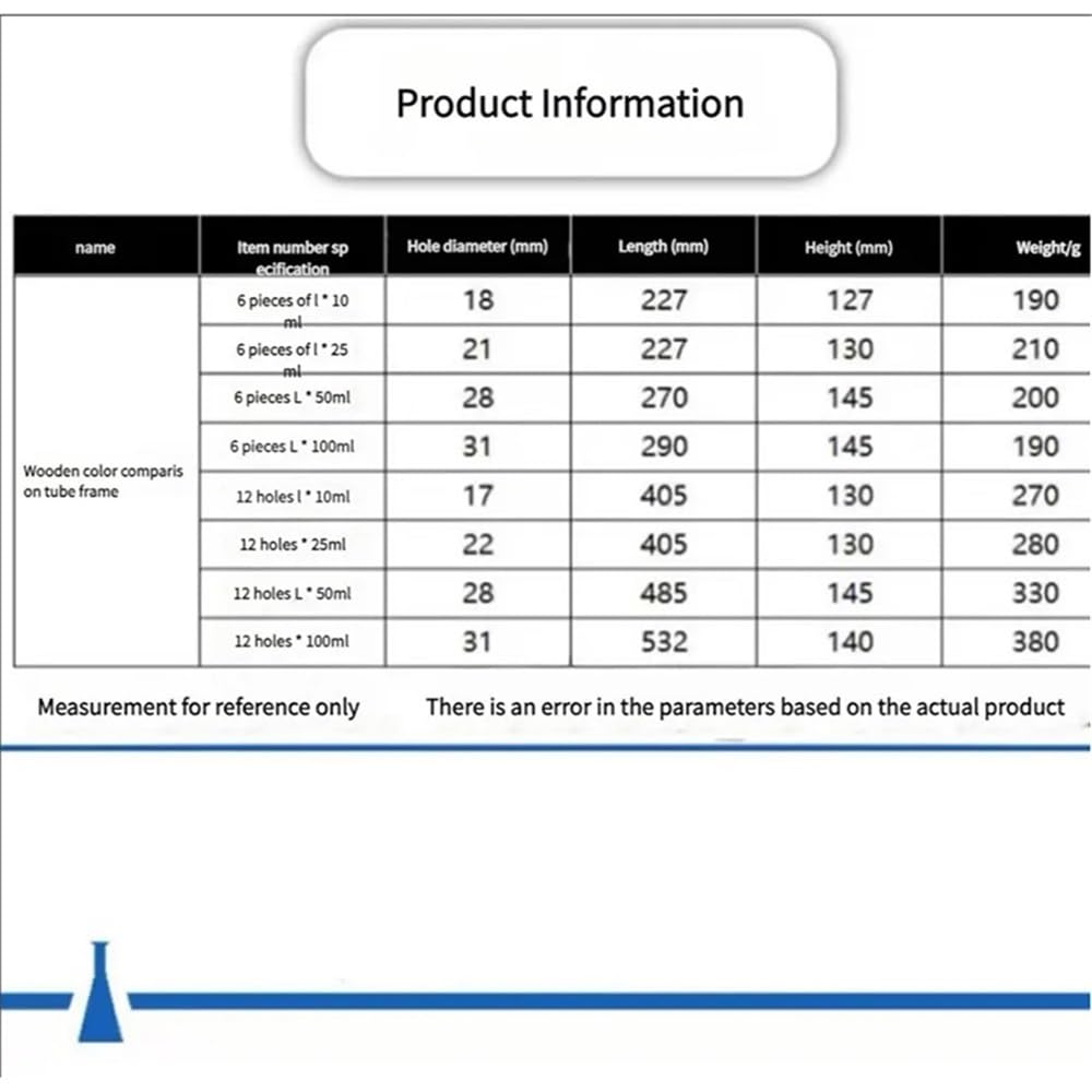 Equipos y suministros de laboratorio Gradilla de madera for tubos laboratorio, 6 y 12 orificios, 10 ml, 25, 50 100